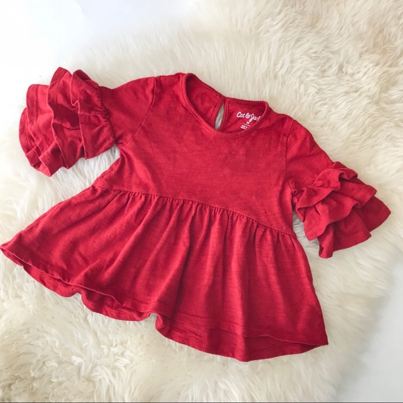 Cat & Jack Other - Cat & Jack | Red long sleeve ruffle Top Size 2T